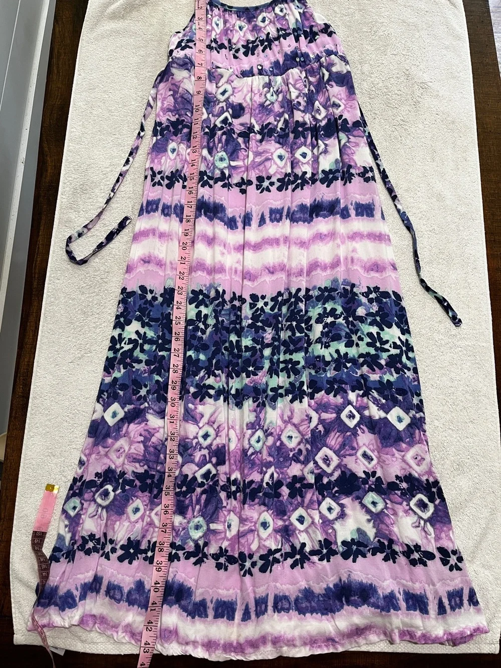 Justice Girls Purple Tie-Dye Floral Maxi Skirt